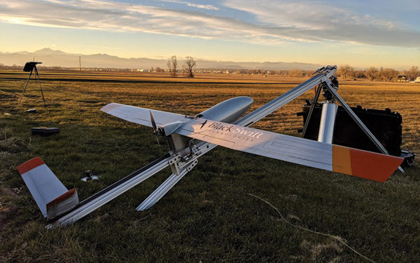 The Black Swift S2 drone in a field