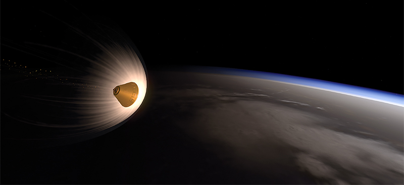 space capsule entering atmosphere