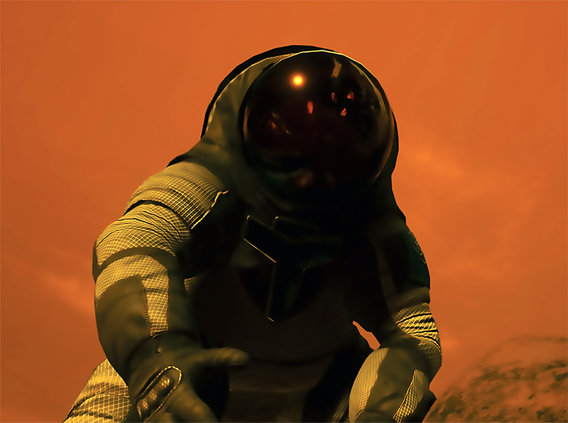 Virtual reality image of an astronaut on Mars