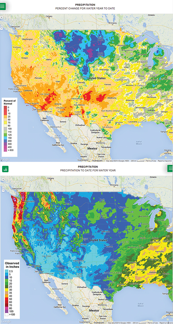 LandViewer data showing a comparison of rainfall over time