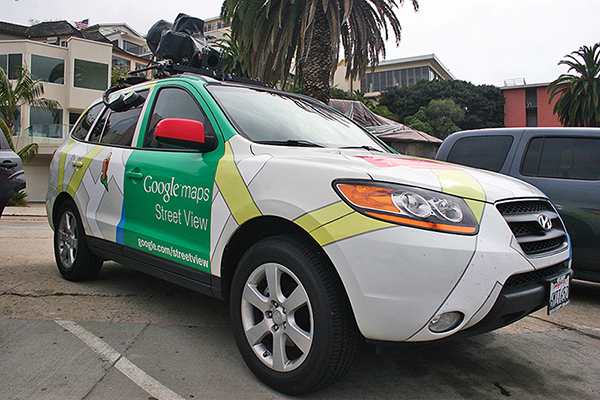 Google maps car with mounted camera equipment