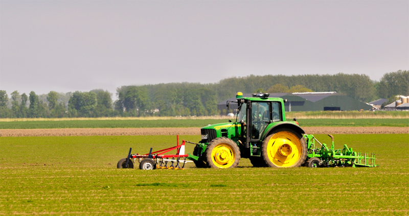 John Deere tractor in a field