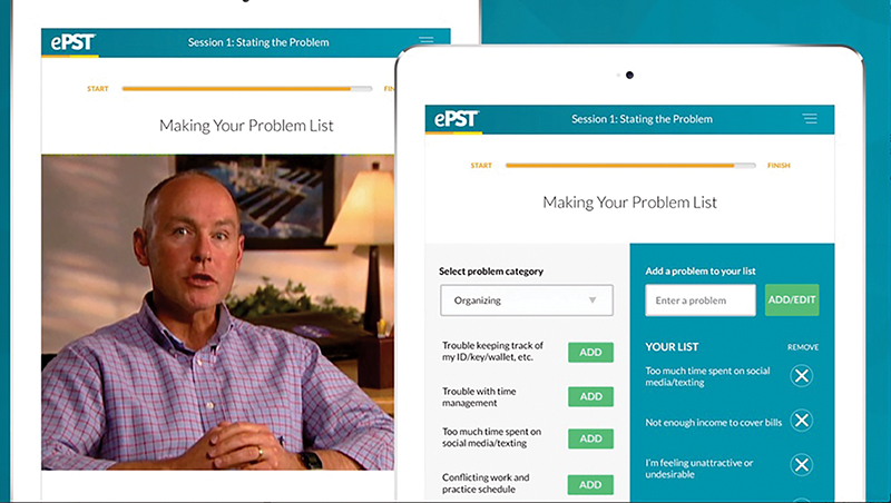 Screen shot of the ePST virtual therapist software