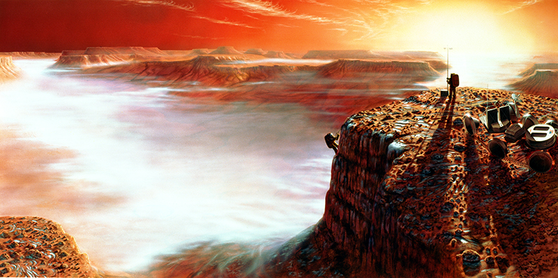 An artist’s concept of a human mission to Mars.