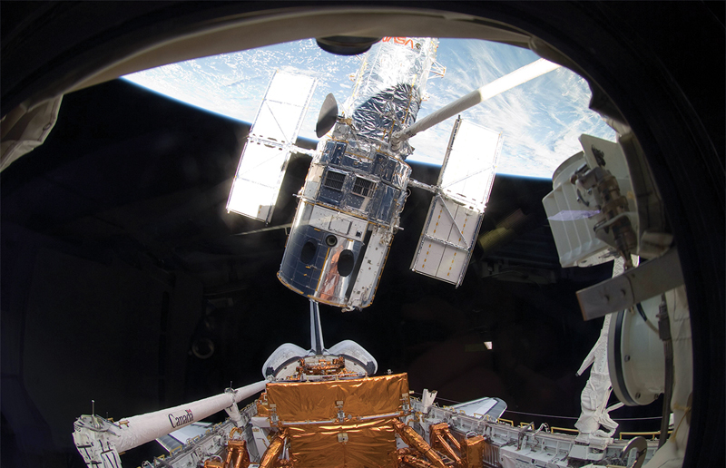 View of Hubble Space Telescope from space shuttle