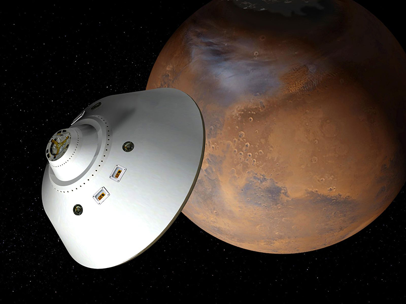 Artist rendering of future Mars mission spacecraft