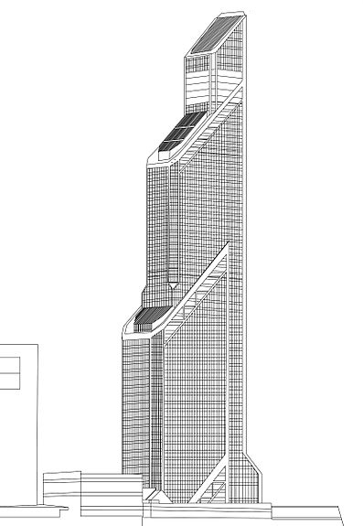 AutoCAD drawing of Mercury City Tower in Moscow