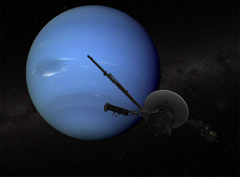 Artist’s rendering of Voyager passing by Neptune