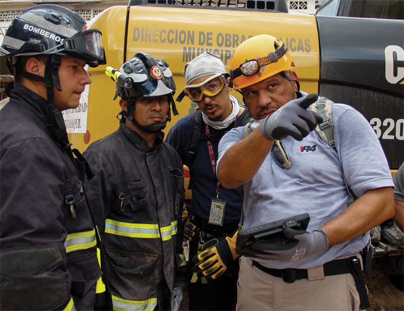 R4 President David Lewis Senior using a FINDER device to help rescue workers in Ecuador after an earthquake