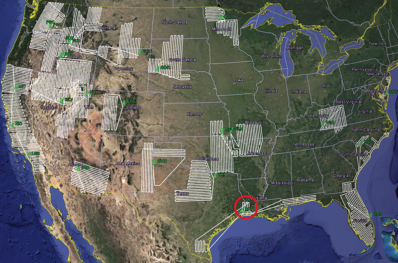 Map of drone flight plans