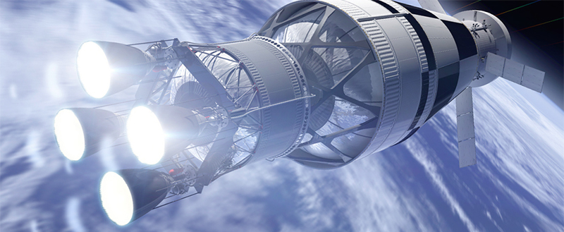 Rendering of the Exploration Upper Stage rocket, powered by four RL10 engines