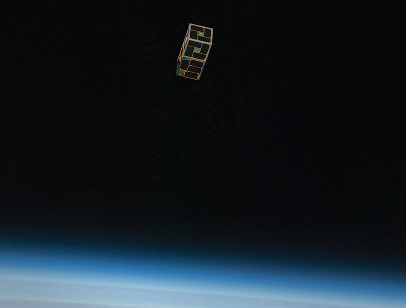 A satellite in orbit