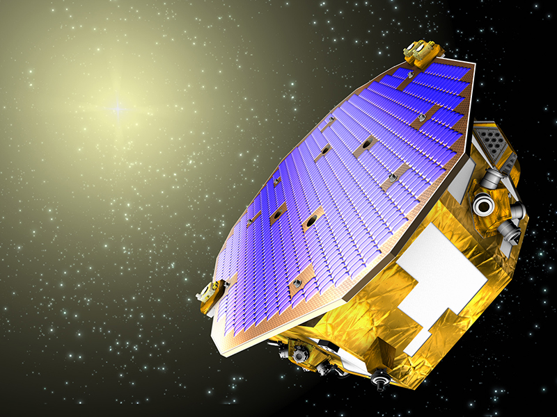 A rendering of the European Space Agency’s LISA Pathfinder craft