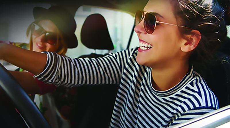 Two women in a car