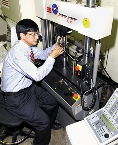  Jonathan Lee prepares to test the new aluminum alloy he co-invented