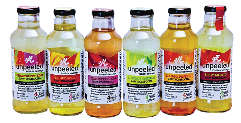 A variety of Unpeeled probiotic drinks