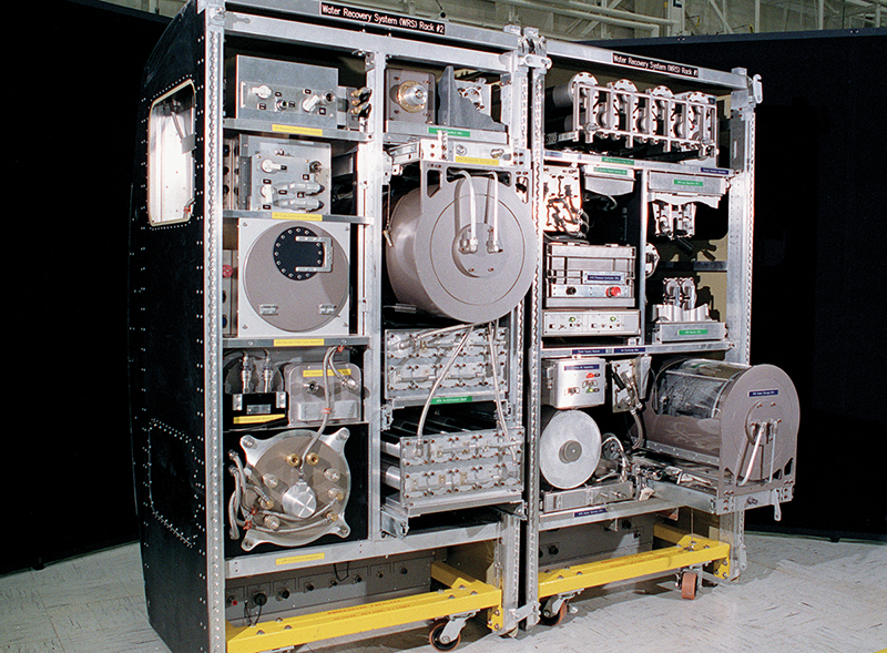 The International Space Station water recovery system racks