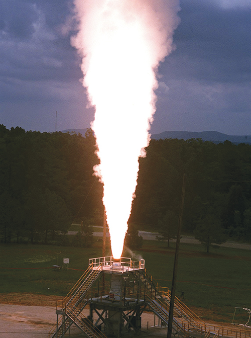 Flames from a rocket engine