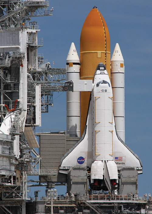 Space shuttle at launch station