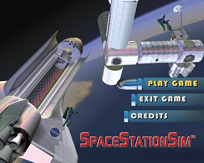 a Space Station Sim video game menu to start the game