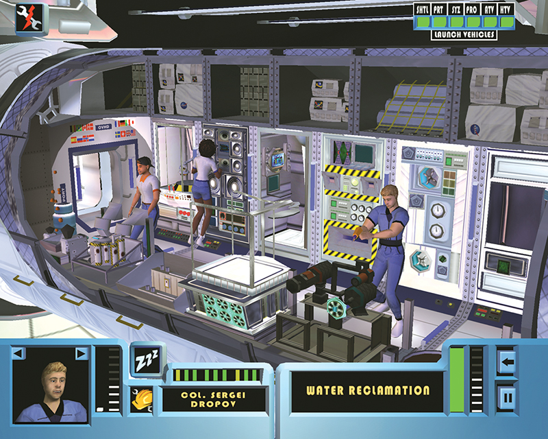 Virtual astronauts performing a variety of tasks on the space station