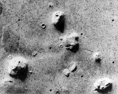 Craters in the shape of a face on Mars
