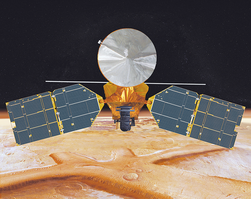 Artist’s concept of NASA’s Mars Reconnaissance Orbiter above Mars