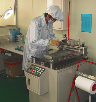 Worker in a cleanroom at the plant in Taiwan