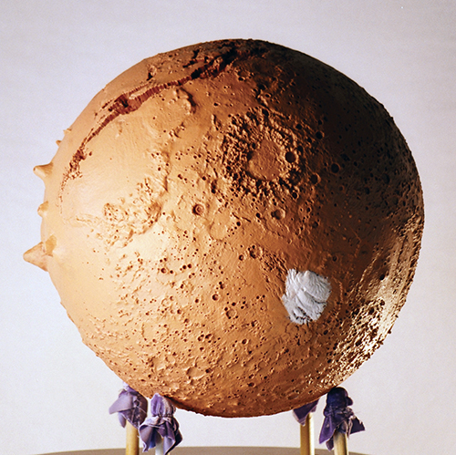 The Mars raised relief globe depicting the bumpy Martian terrain