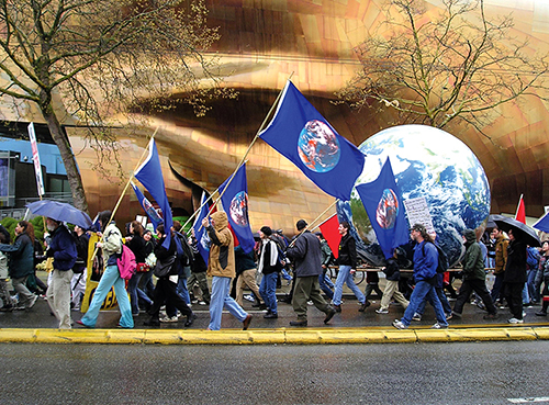 10-foot-diameter globe carried in march