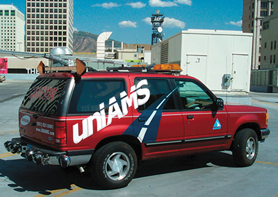SUV for uniAMS, a commercial product of Samsung SDS America, used for measuring pavement conditions.