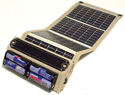 A foldable solar charger that recharges batteries