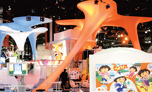 Colorful 3-D exhibit booth