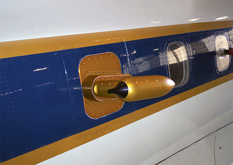 A cloud particle imager mounted on the exterior of an aircraft