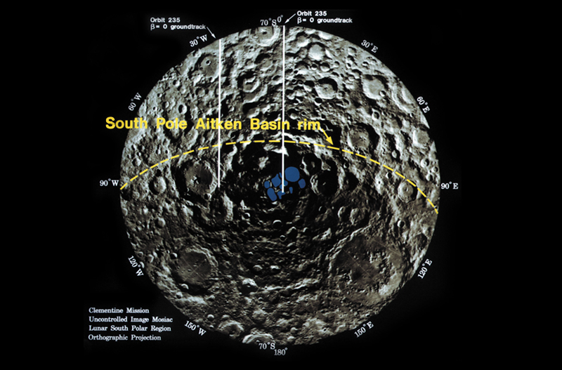 Depiction of the moon with data overlaid
