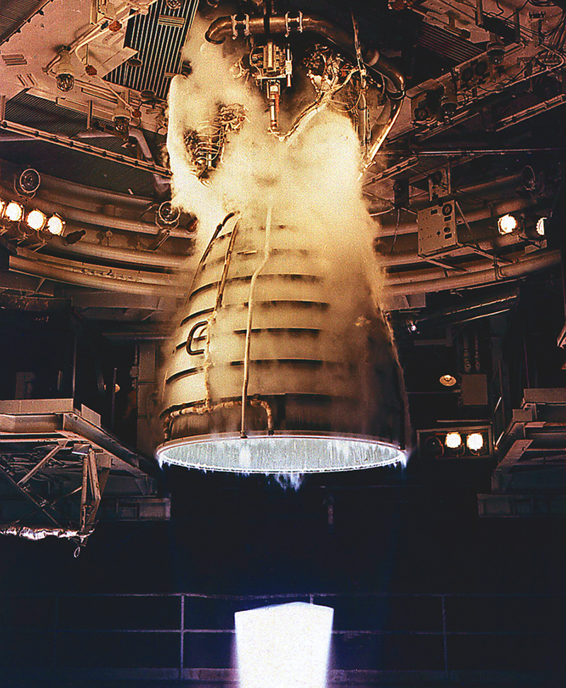 Space Shuttle Main Engine during a test firing