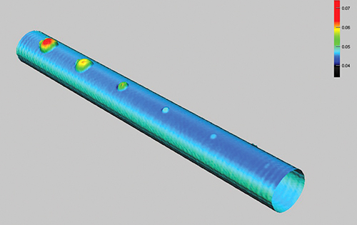 A 3 D image of corrosion taken by a laser sensor