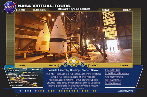 Screen shot of a virtual visit within NASA’s Vehicle Assembly Building