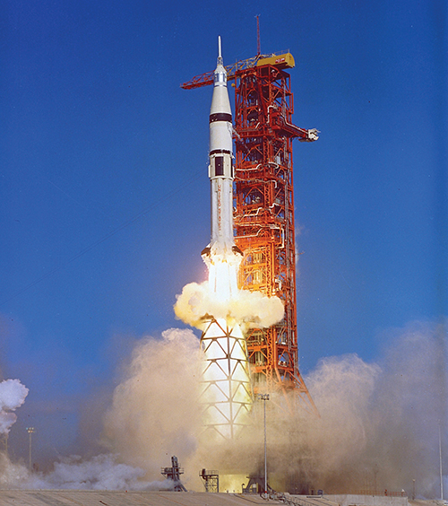 Saturn 1B rocket carrying Skylab astronauts