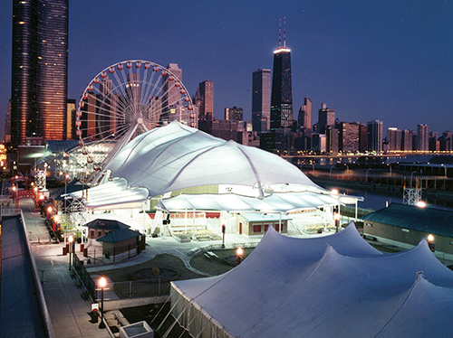 Navy Pier in Chicago with tensile fabric roof