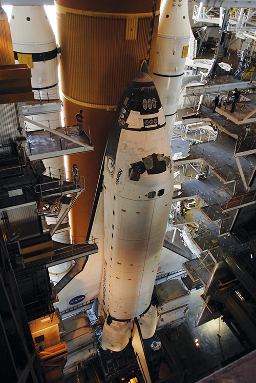 Space Shuttle being prepared for launch