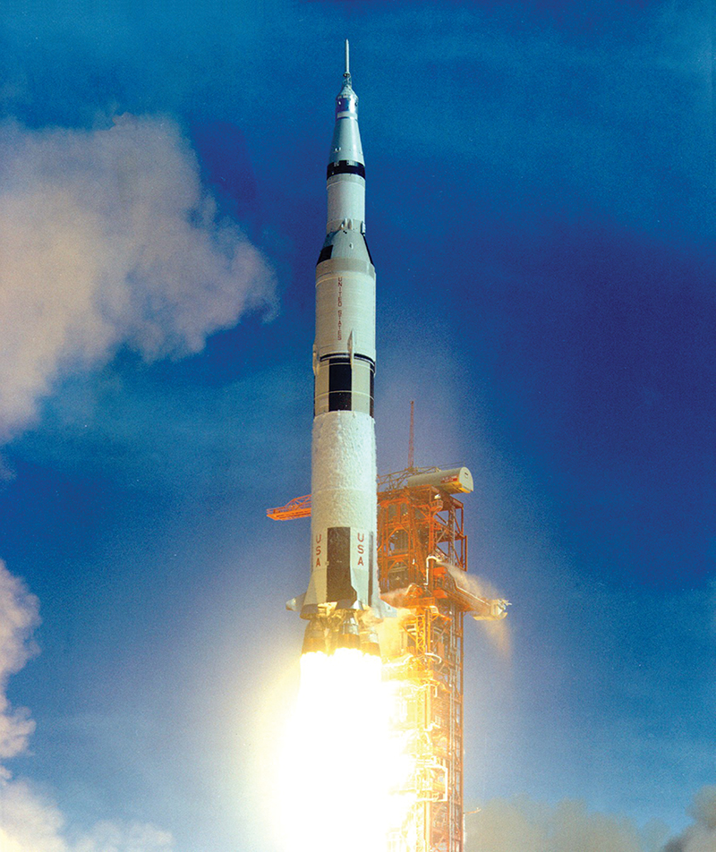 The Saturn V liquid-fueled expendable rocket