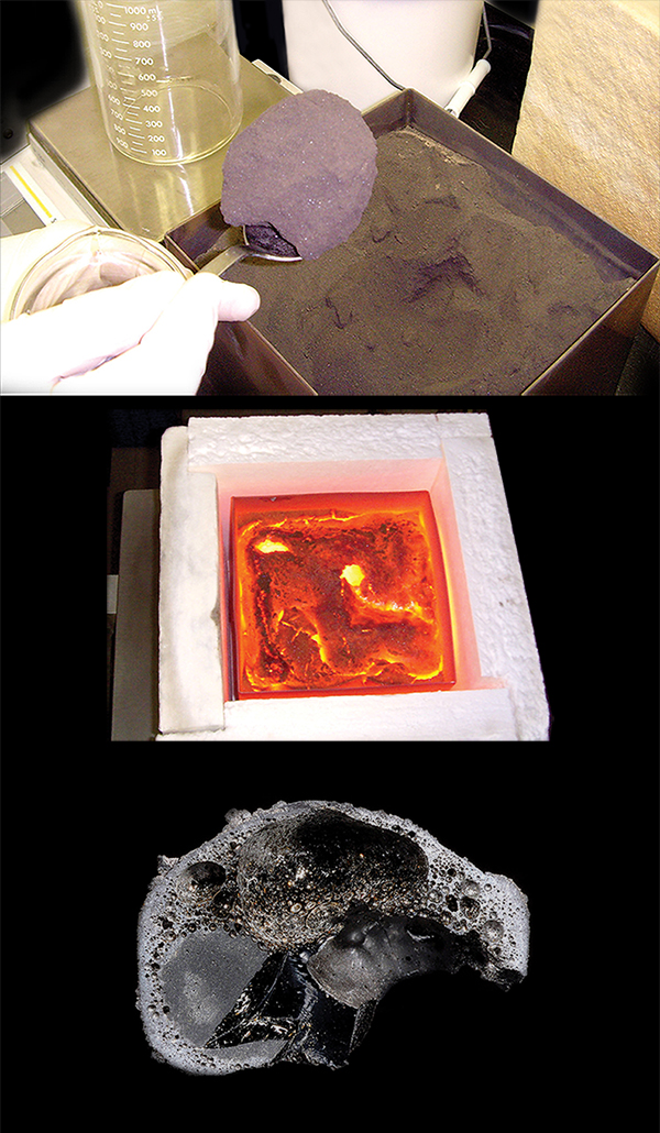 Lunar soil before, during and after heating