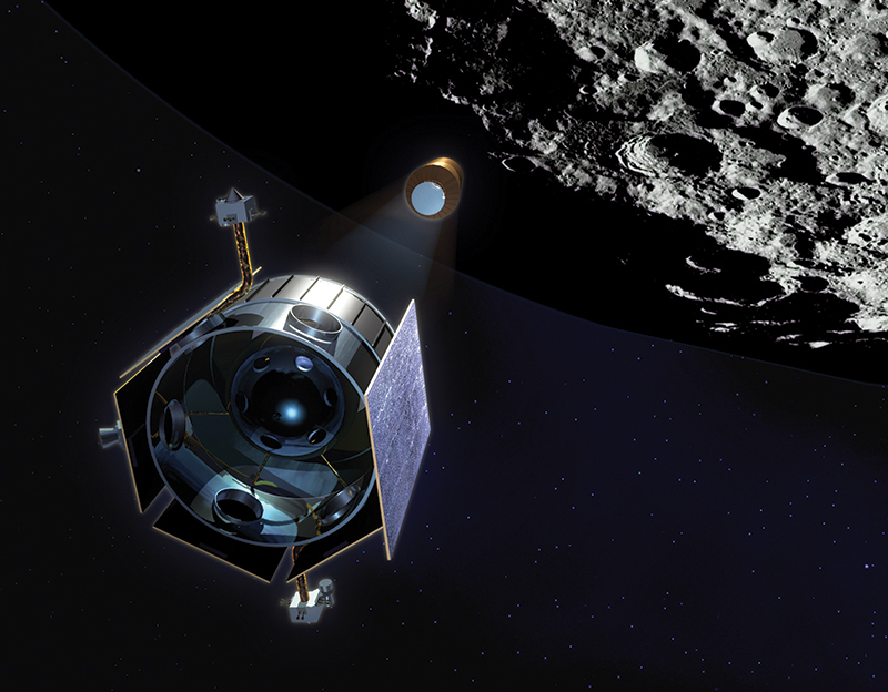 Artist's rendering of the Lunar Crater Observation and Sensing Satellite 