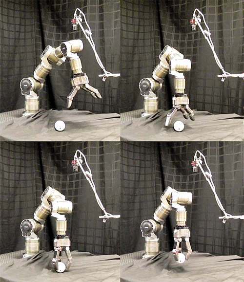 modular robot arm in various grasping movements