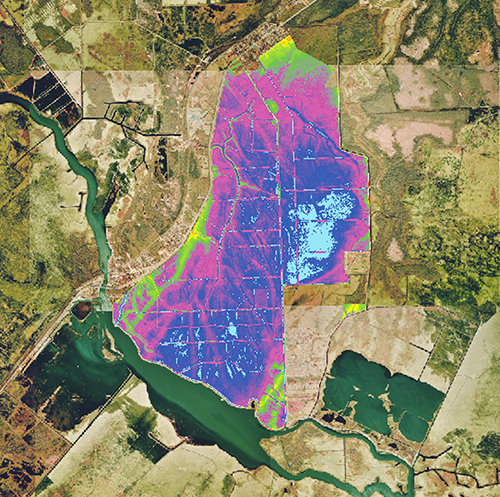 Aerial image of wetlands