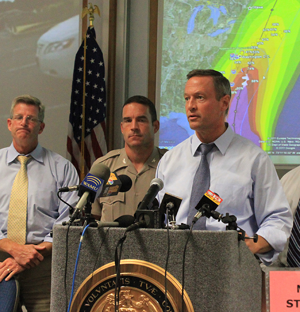 Maryland governor Martin O’Malley in the state’s Emergency Operations Center