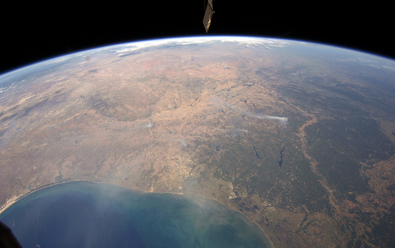 The Texas Wildfires as seen from the International Space Station