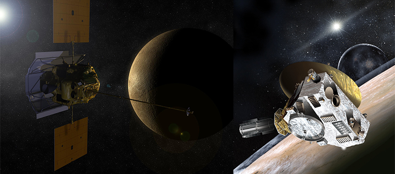 Mercury MESSENGER and New Horizons spacecraft