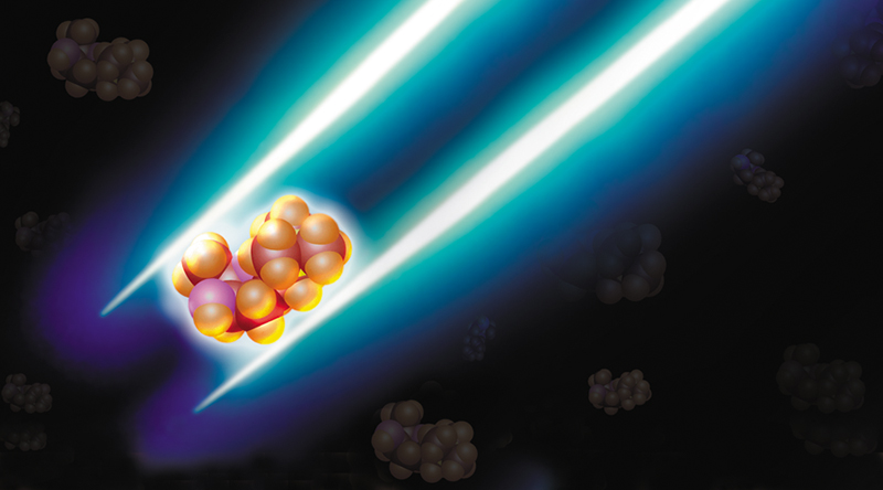 A molecule is lifted by “light tweezers.”